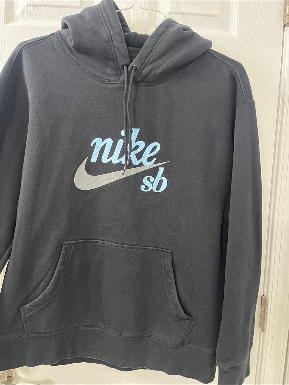 Nike sb Black Pullover Hoodie with Light Blue & Gray Logo